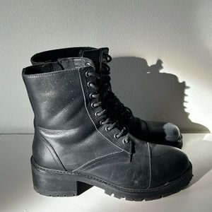 Urban Outfitters Black Lace-Up Leather Boots